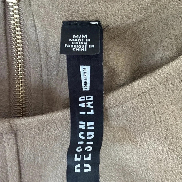 Lord and Taylor Design Lab suede short sleeve dress size medium tan scoop neck - Picture 7 of 7